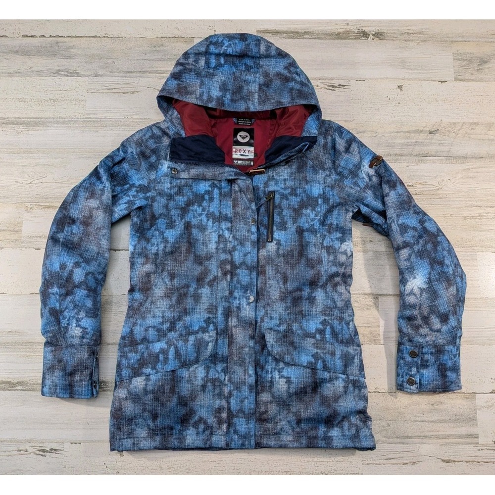 Roxy Jacket Womens Large Dry Flight 10k Blue Camo Parka Field Jacket CFC20300